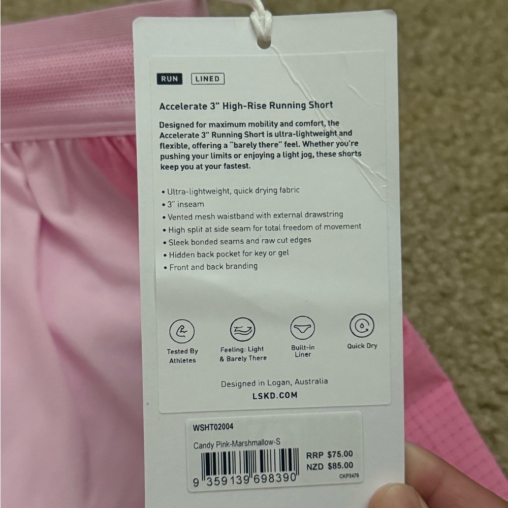 LSKD Accelerate 3” High-Rise Running Short in Candy Pink Marshmallow (size S) - Picture 11 of 14